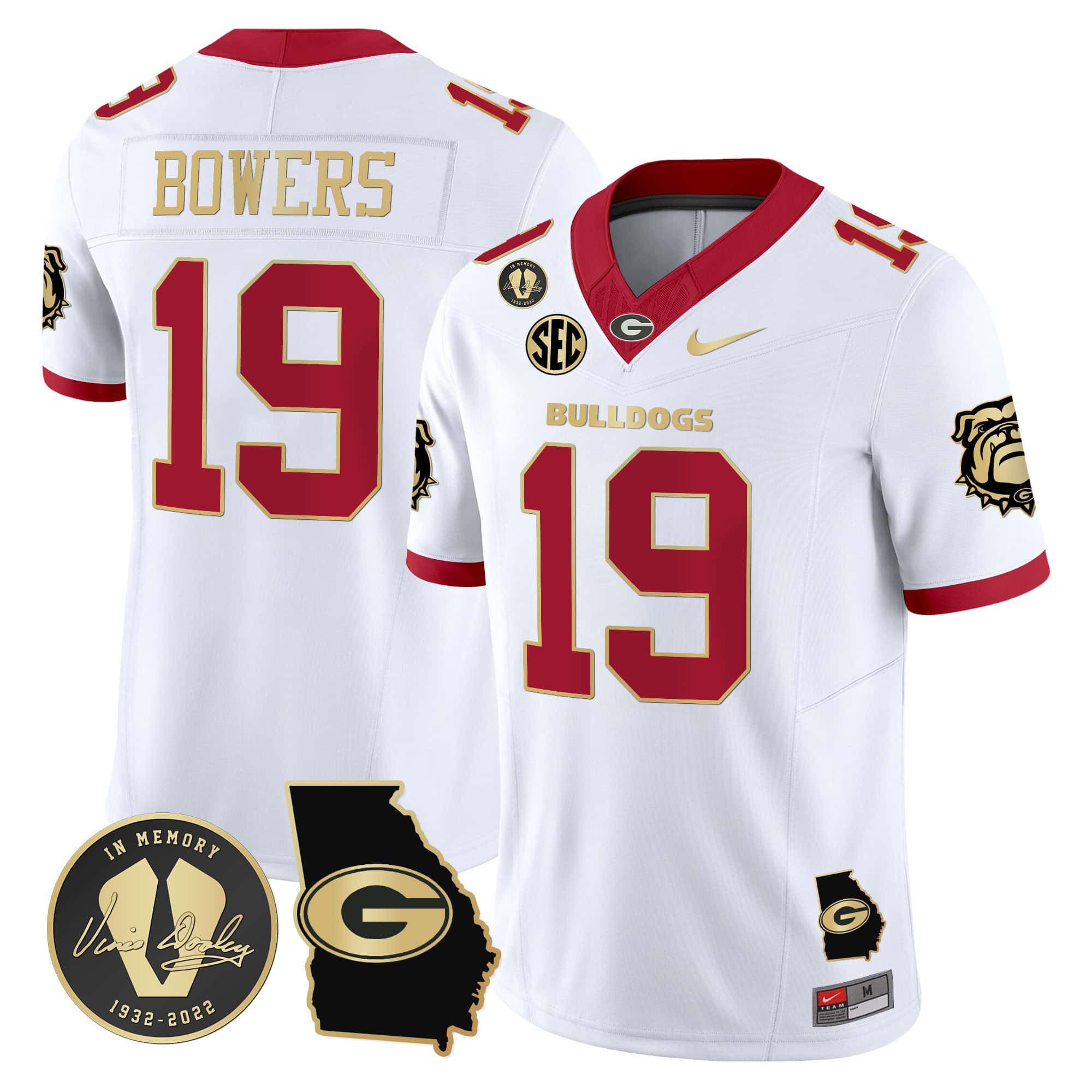 Men Georgia Bulldogs #19 Bowers White 2024 Nike Vapor NCAA Jersey